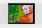 Son of a painter looking at a flower 2020 enamel on aluminium aprox 19 x 15 cm