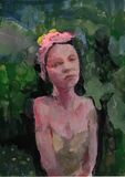 Pink green and yellow - enamel on aluminium 2021 aprox 20cm x 15cm