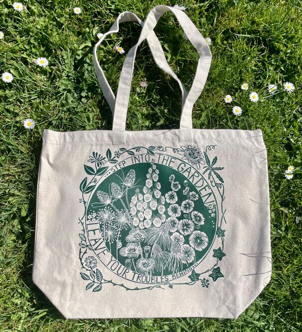 Step into the garden tote bag