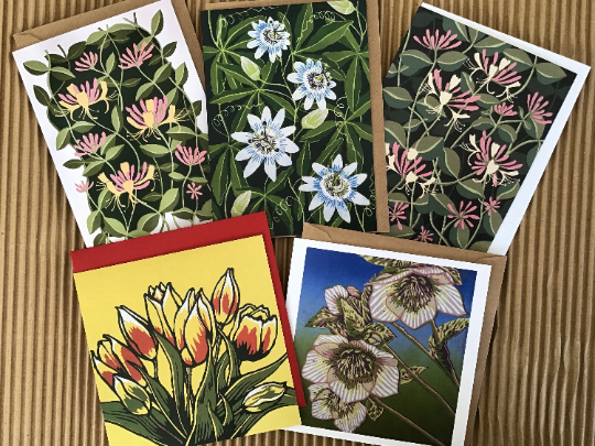 Pack of 5 cards "Garden flowers"