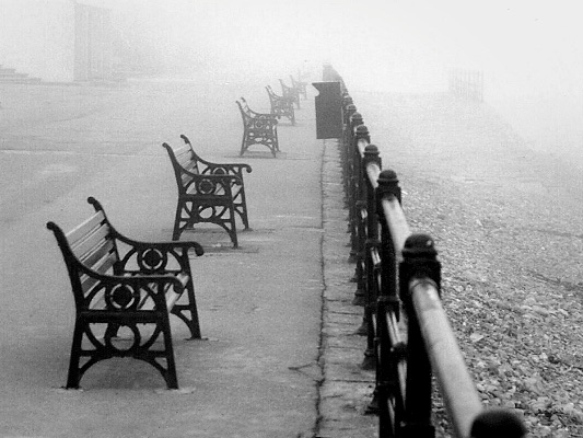 Foggy day on the promenade, Saltburn-by-the-Sea, Cleveland