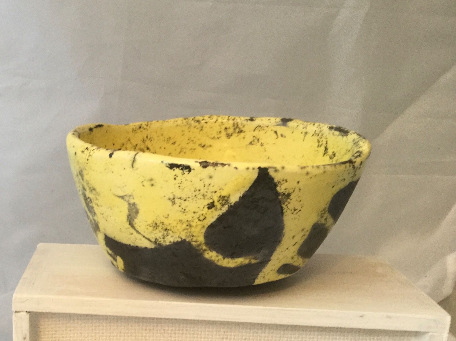 Yellow Raku Bowl, 14 cm diameter