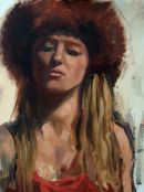 Girl in Mongolian fur hat