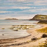 Gill Benjamin. Beach. Acrylic. 16x12 unframed £45 (All of the four works are also available in black doulble mounted frames for an extra £15.)