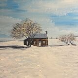 Gill Benjamin. Cottage in the Snow. Acrylic. 16x12. unframed. £45