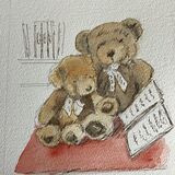 Marjorie Scott. '' Story Time'' Ink &Wash. Unframed. £25