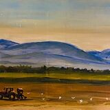 Gill Benjamin . Sunrise in Snowdonia. Acrylic on small boxed canvas. £28