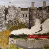 Linda Davies. The Flying Scotsman at Conwy. Acrylic