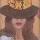 Patricia Davies. The Girl with the Hat. Pastel