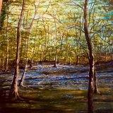 Gill Benjamin. Bluebell Wood, Wanstead. Acrylic