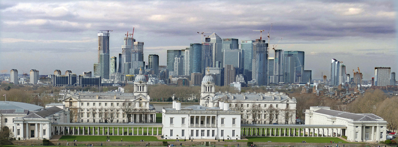 New Canary Wharf Towers over Old Greenwich