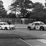 Doug Niven (VW Beetle) leads Walter Robertson (DFVW), Hairpin, Ingliston, 23 July, 1979