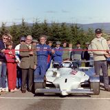 HILL CLIMB - Durris 14 September, 1986 (Dr. Scott and Kenny Allen open the course at the inaugural event with members of the Stonehaven & District Motor Club in attendance)