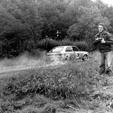 HILL CLIMB - Fintray 05 August, 1979, (Steve Wood rues a missed shot of a tyre-smoking Vauxhall Chevette heading to the Finish)