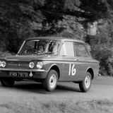 HILL CLIMB - Fintray 13 August, 1967, Willie Merson (Sunbeam Imp Sport) Two-wheeling it round Combine Corner