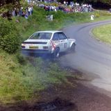 HILL CLIMB - Fintray 14 June, 1987 (Sidways Ford Escort exiting Ruin Corner)