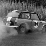 HILL CLIMB - Fintray 24 September, 1967, Ted Clark, the 1970 and first Scottish Hill Climb Champion overshoots the Hairpin in his Mini
