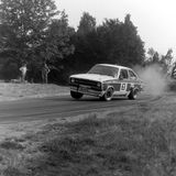 HILL CLIMB - Fintray 29 May, 1983, Doug Dawson, (Ford Escort) Attacking Ruin Corner