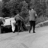 HILL CLIMB - Fintray 30 June, 1968 (Unknown driver overshoot in his Jaguar E-Type at the Hairpin)