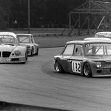 RACE - Ingliston, 19 August, 1979, Bob Leckie (Hillman Imp) Leading the pack going into Lefthander