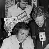 RACE - Ingliston, 19 August, 1979, Jackie Stewart, with Tom MacMillan and Graham Gauld (R)
