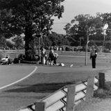 RACE - Ingliston, 23 July, 1979, Rick Gorne (Argo JM1X) seconds later after his Barratt Homes car hit the oak tree