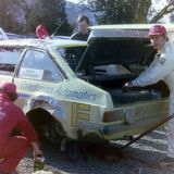 RALLY - 1984 Hackle Rally, Blair Castle, Dougie Riach after his roll in Errochty (Ford Escort RS1800) (2)