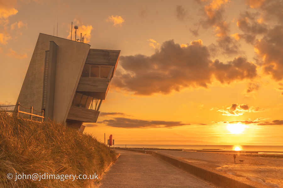 Evening dog walk at Rossall point
