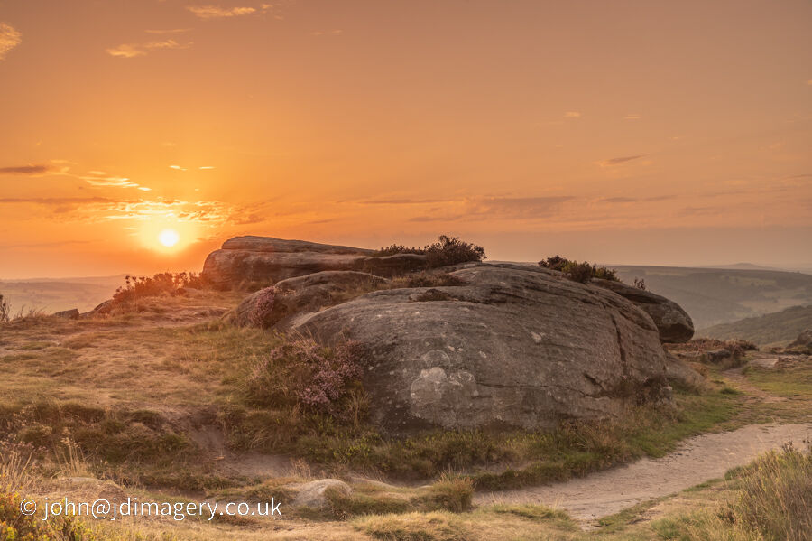 Sunset and stone at baslow edge