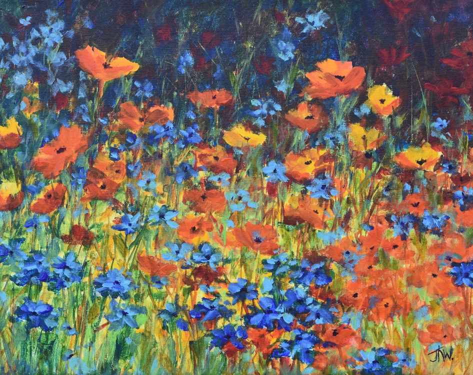 Orange Poppies and Cornflowers