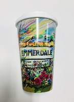 Travel mug.Part of an exclusive range of merchandise at the Emmerdale Studio Experience in Leeds.