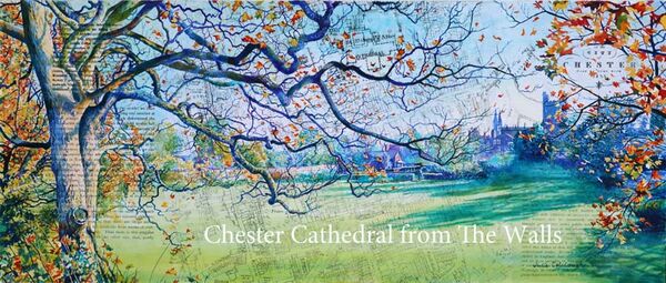 Chester Cathedral & Dean's Field, from The Walls Painting of Chester Cathedral and Dean's Field viewed from The Walls