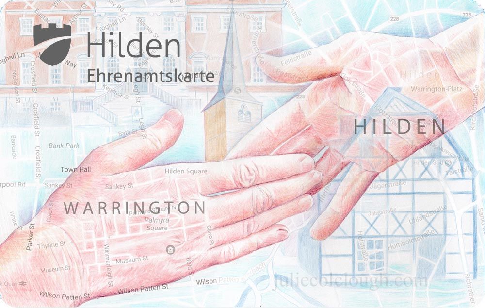 Commissioned by the town of Hilden, Germany, celebrating 50 years of partnership with twin town Warrington.