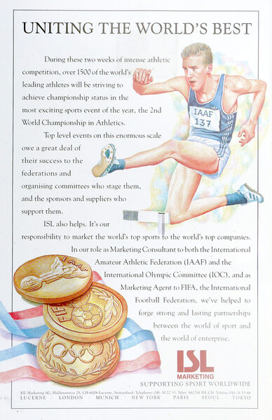 Illustrations for ISL, marketing consultants for the Olympics, FIFA and the Athletics World Championships.