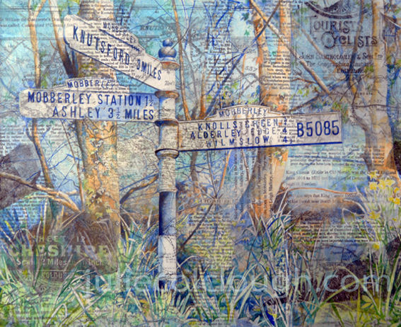Mobberley & Knutsford signpost, Cheshire (Julie Colclough Signpost Series) Mobberley Knutsford