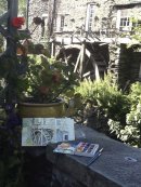 Sketching the waterwheel, Ambleside