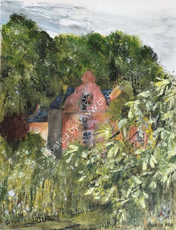 Through the trees - Norton Conyers Hall - acrylic