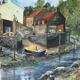 ’Staithes - a sleeping cat and a disappearing dog’