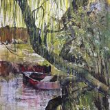 Boat under Weeping Willow Tree’ Acrylic