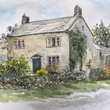Brimham Hall Farm - Watercolour and ink