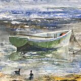 Boat in shallow water Card