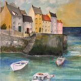 Boats in harbour Acrylic