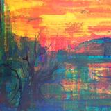 Bright Skies Burning Like Fire - abstract acrylic SOLD