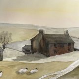 Dales farmhouse sunset Watercolour
