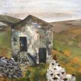 Round the edge of the barn Acrylic on board PRINT