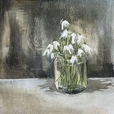 Snowdrops in a Jam Jar no 1 - acrylic 12" x 12"