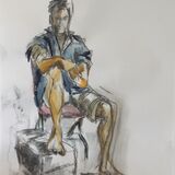 Life drawing 3 watercolour, pencil, pen etc. using large brushes Studio work with David Stead