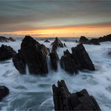 Waves at sunset