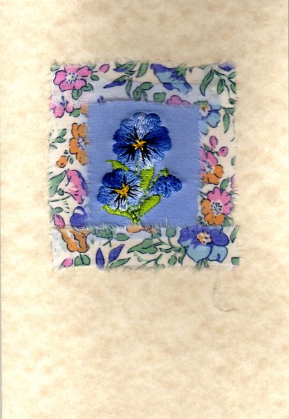 Blue pansy with Liberty print
