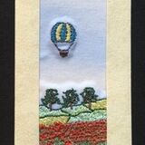 Poppy field with air balloons Size 7"x2"